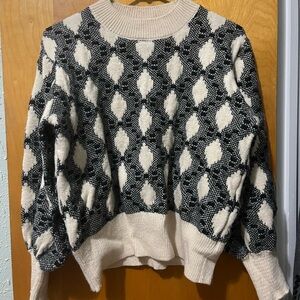 Bobeau Black and Cream Women's Sweater